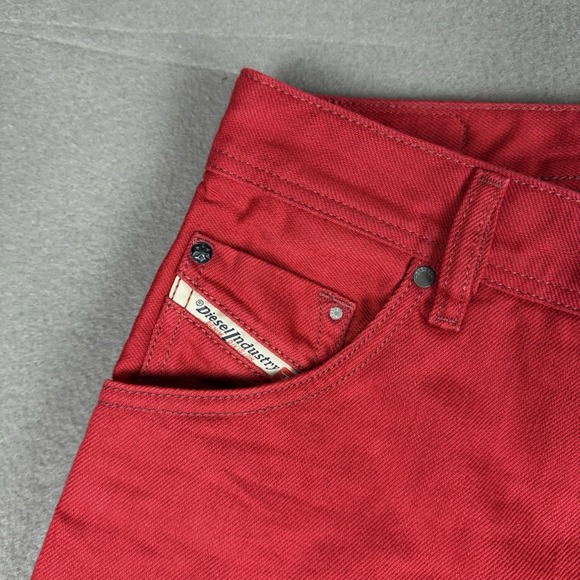 Diesel Krayver Jeans Mens W30 L32 Red Regular Slim Carrot Zip Stretch - Picture 4 of 13